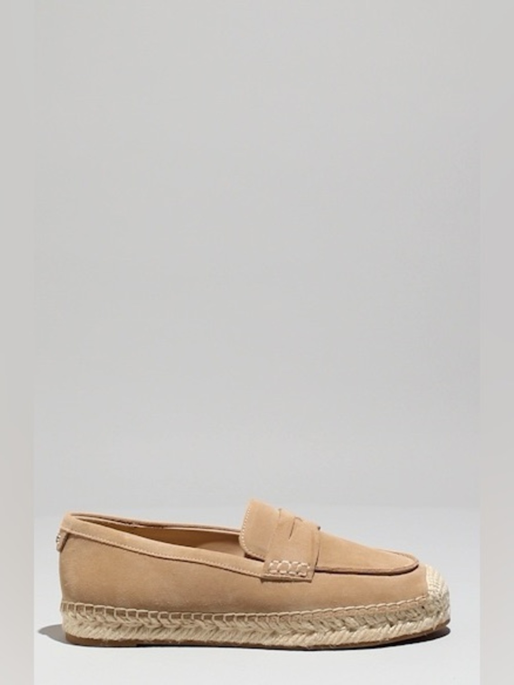 SAM EDELMAN KAI TAILORED PLATFORM SUEDE ESPADRILLE LOAFERS TAUPE 8.5